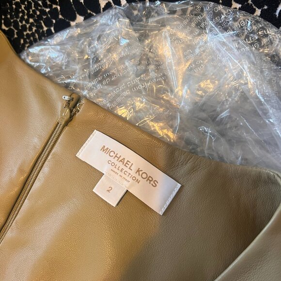 Michael Kors Collection Bonded Plonge Leather Shift Dress RARE!! - Picture 3 of 4